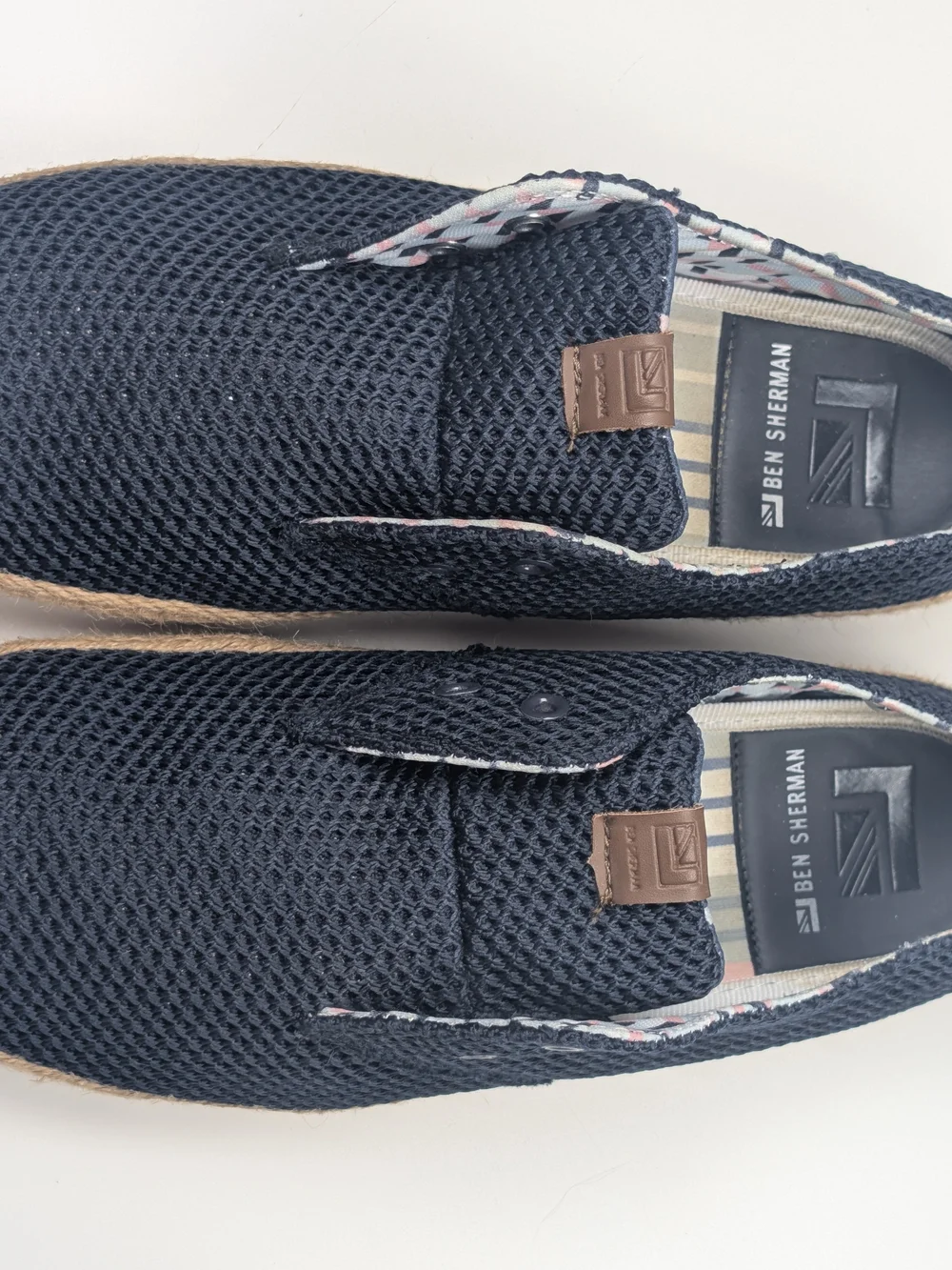 Ben Sherman Mens Mesh Knit Espadrille Slip On Shoes Navy Blue Loafers Size 10
